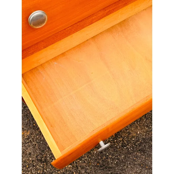 Commode vintage 4 tiroirs en bois ciré