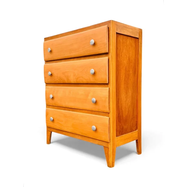Commode vintage 4 tiroirs en bois ciré