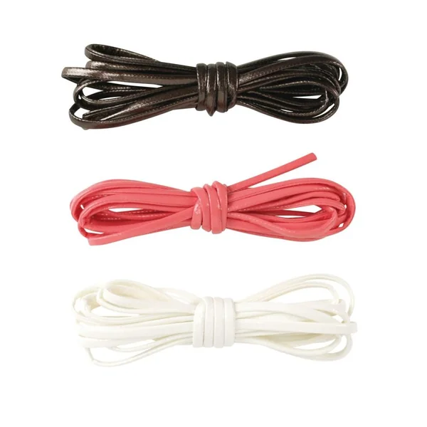 Cordon en cuir synthétique Corail chocolat et blanc 3mm 1,5m 3 pièces - CTOP