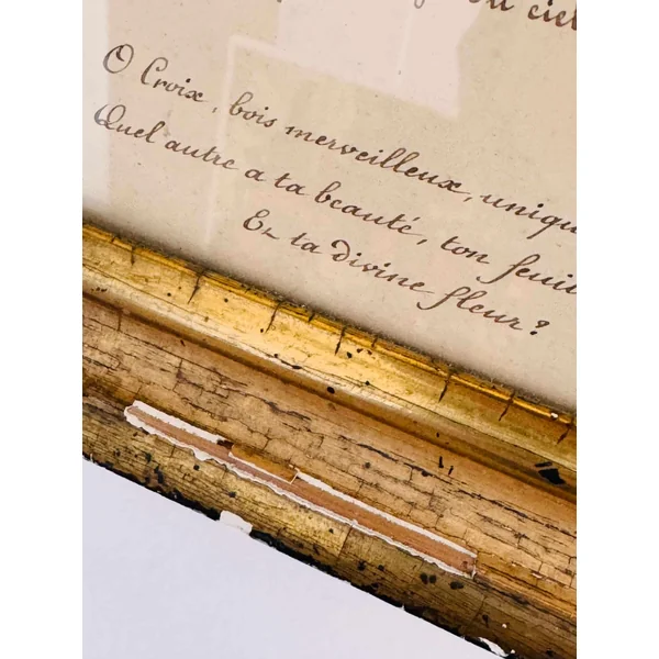 Croix fleurie, aquarelle religieuse XIXème