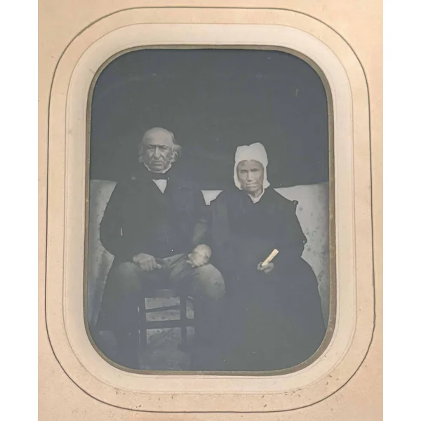 Daguerréotype XIXème, couple assis