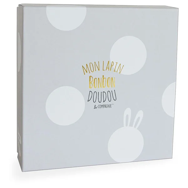 Doudou bonbon lapin taupe