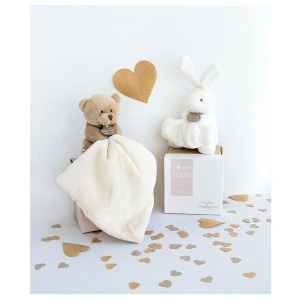 Doudou mouchoir petit ours boîte à fleur