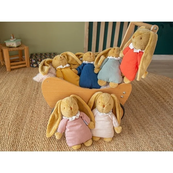 Doudou Musical 25 cm - Lapin Nid d'Ange - Vieux Rose