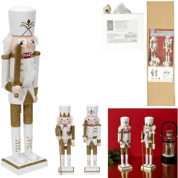 Décoration Casse-Noissette Blanc et Doré