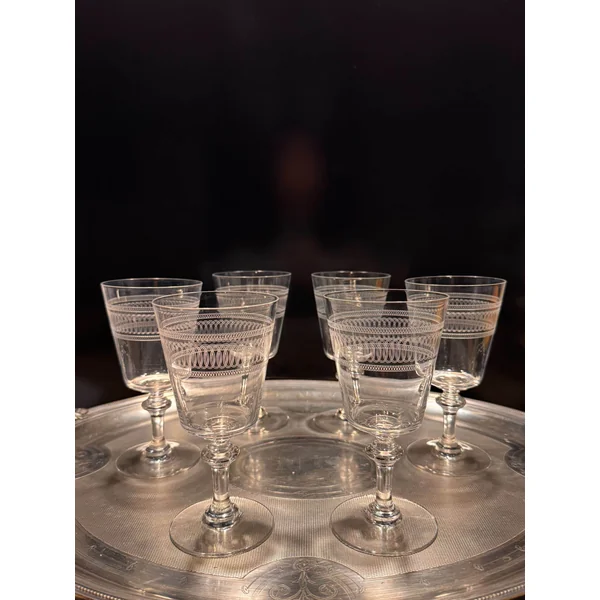 Ensemble de 6 verres à eau guillochés XIXème
