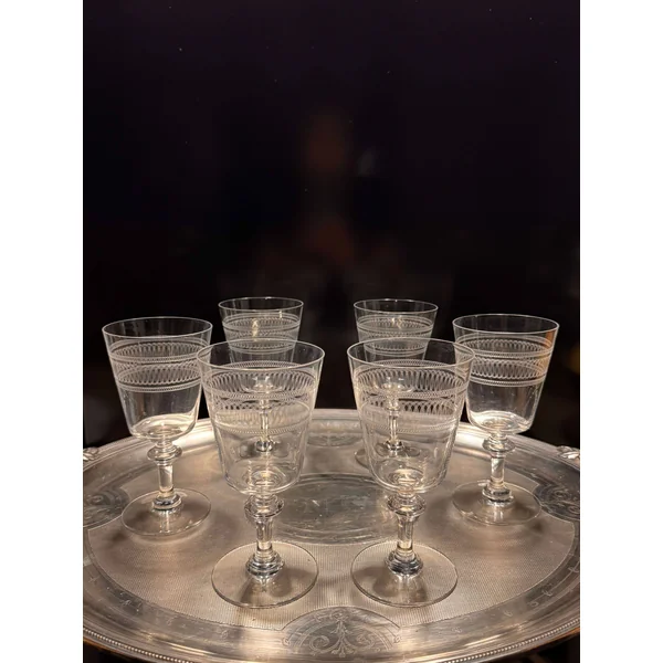 Ensemble de 6 verres à eau guillochés XIXème