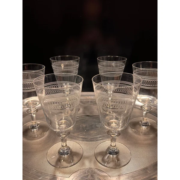 Ensemble de 6 verres à eau guillochés XIXème