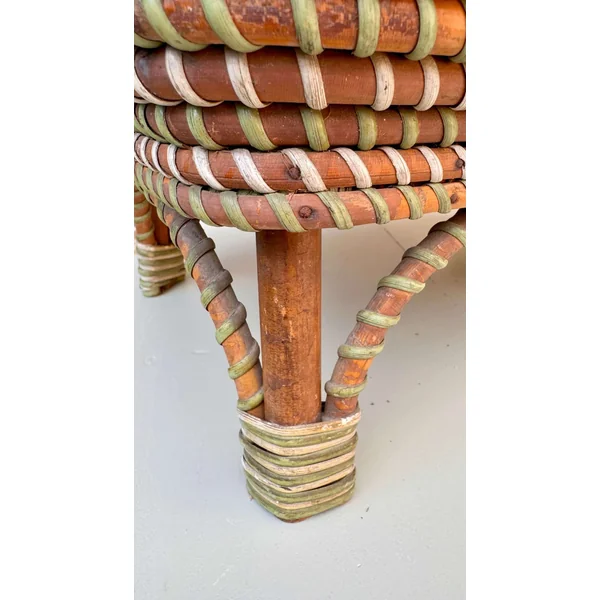 Ensemble panier et plateau anciens en jonc de mer