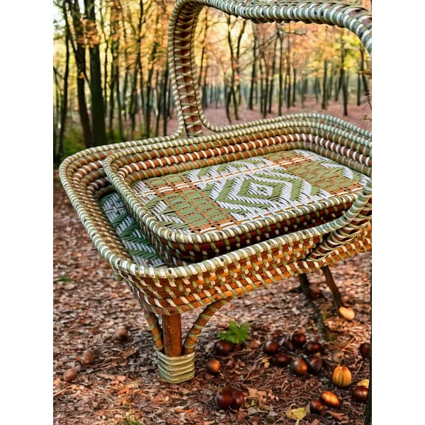 Ensemble panier et plateau anciens en jonc de mer