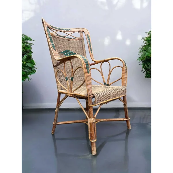 Fauteuil en rotin osier, vers 1950