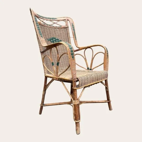 Fauteuil en rotin osier, vers 1950