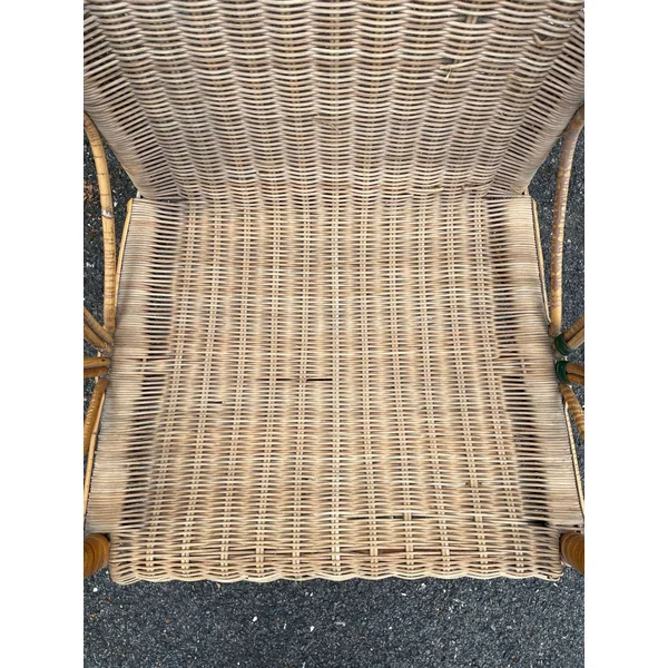 Fauteuil en rotin osier, vers 1950