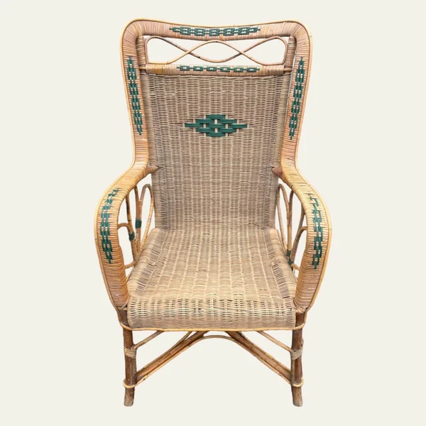 Fauteuil en rotin osier, vers 1950