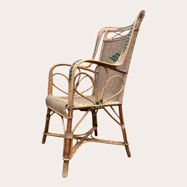 Fauteuil en rotin osier, vers 1950