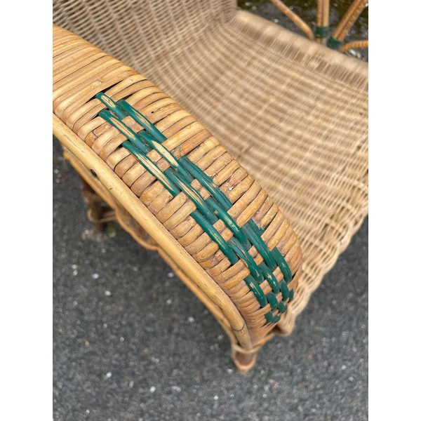 Fauteuil en rotin osier, vers 1950