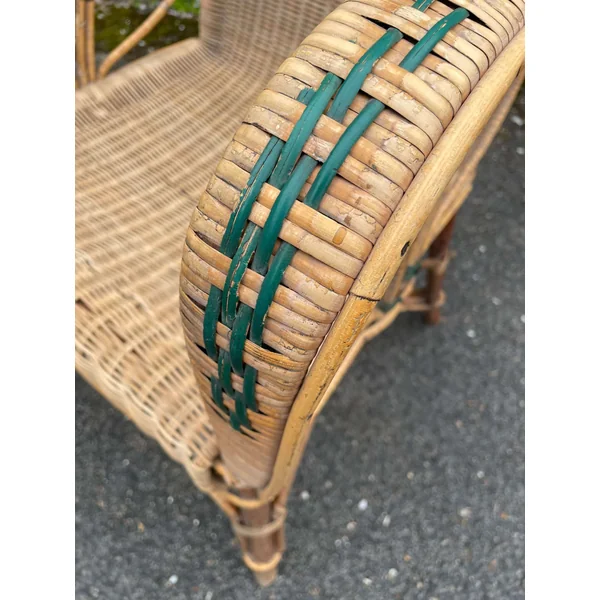 Fauteuil en rotin osier, vers 1950