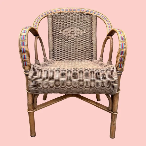 Fauteuil en rotin osier, vers 1950