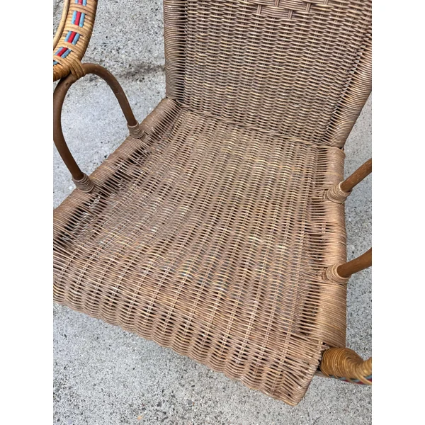 Fauteuil en rotin osier, vers 1950