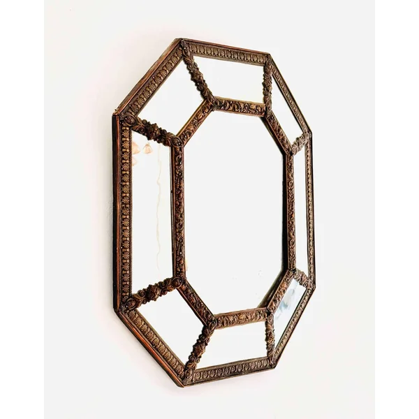 Grand miroir à parcloses octogonal XIXème