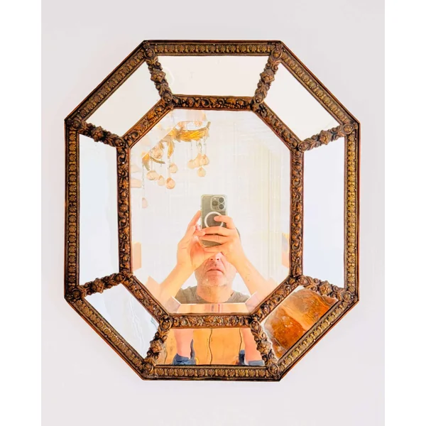 Grand miroir à parcloses octogonal XIXème