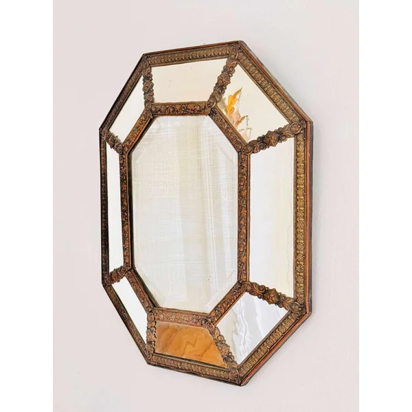 Grand miroir à parcloses octogonal XIXème