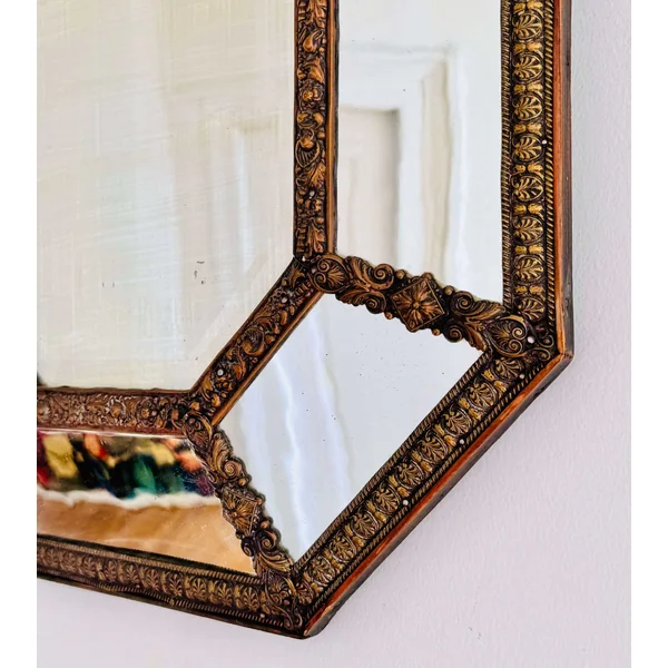 Grand miroir à parcloses octogonal XIXème