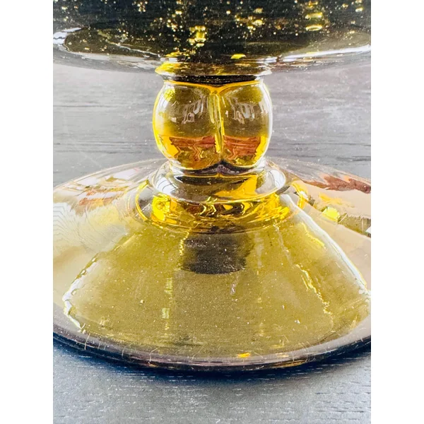 Grande coupe en verre cristallin bullé