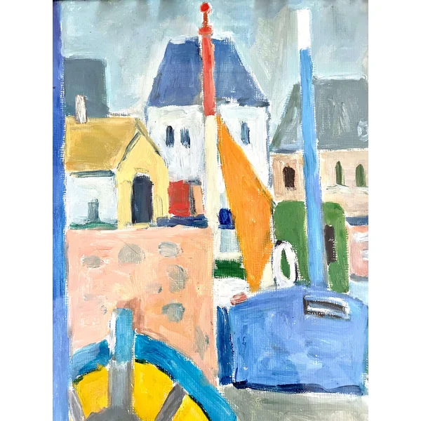 Grande peinture à la gouache "La Chaume"