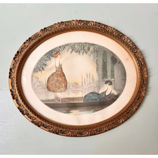 Gravure ancienne Art Déco signée Deligny