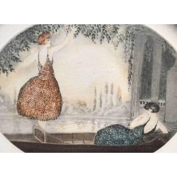 Gravure ancienne Art Déco signée Deligny