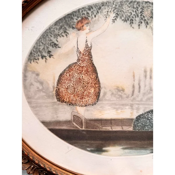 Gravure ancienne Art Déco signée Deligny