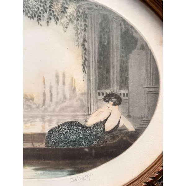 Gravure ancienne Art Déco signée Deligny