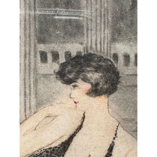 Gravure ancienne Art Déco signée Deligny