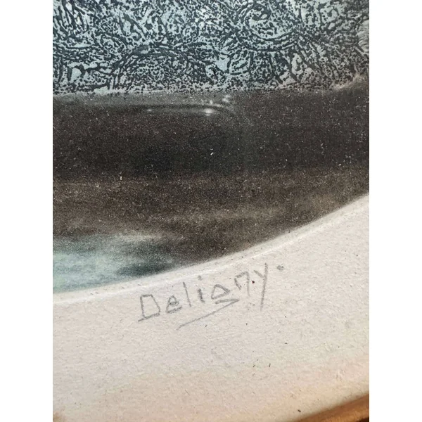 Gravure ancienne Art Déco signée Deligny