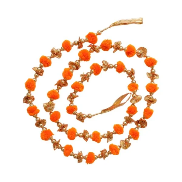 Guirlande indienne à pompons orange