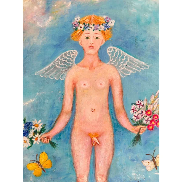 "Hermaphrodite", huile sur toile signée Renée Lenoury (XXème)
