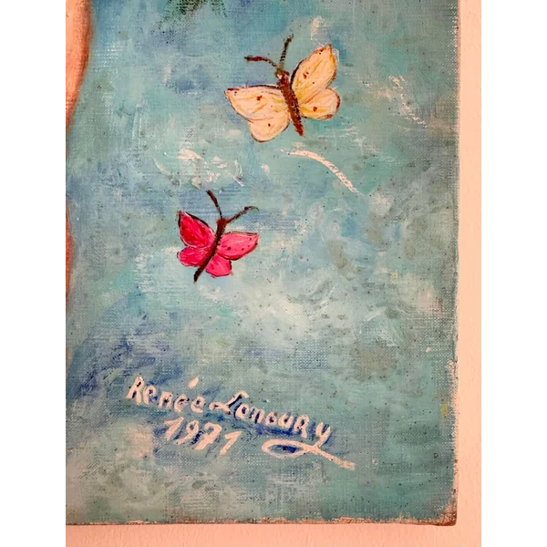 "Hermaphrodite", huile sur toile signée Renée Lenoury (XXème)