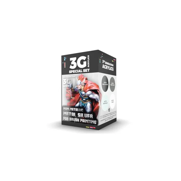 Kit de peintures acrylics wargame metal silver - AK