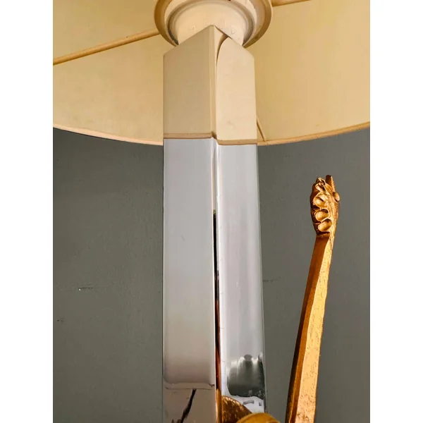 Lampe "coq" en bronze doré et chrome, vers 1960