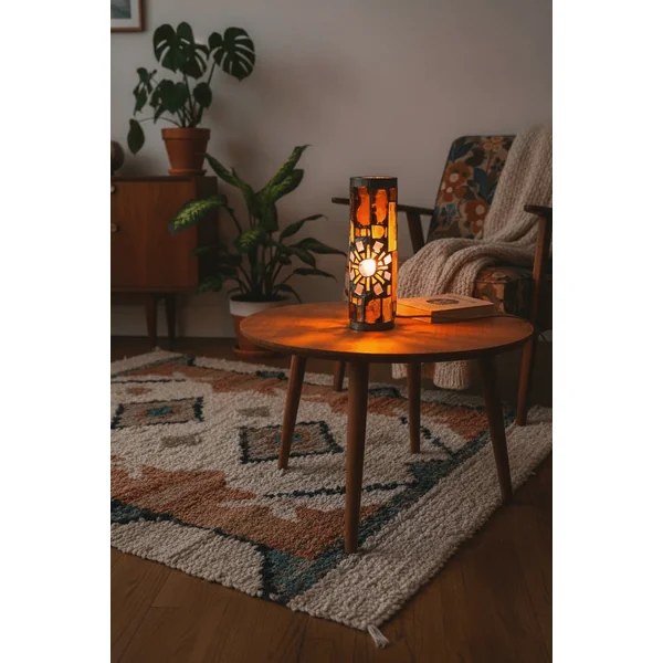Lampe vitrail Merot, circa 1960