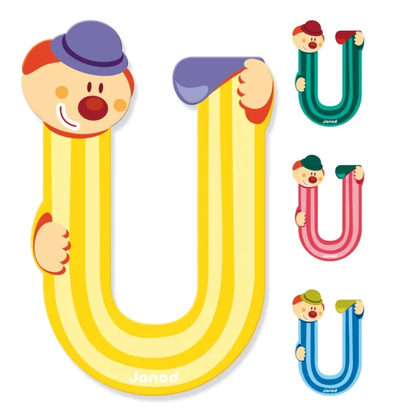 Lettre Clown U en bois