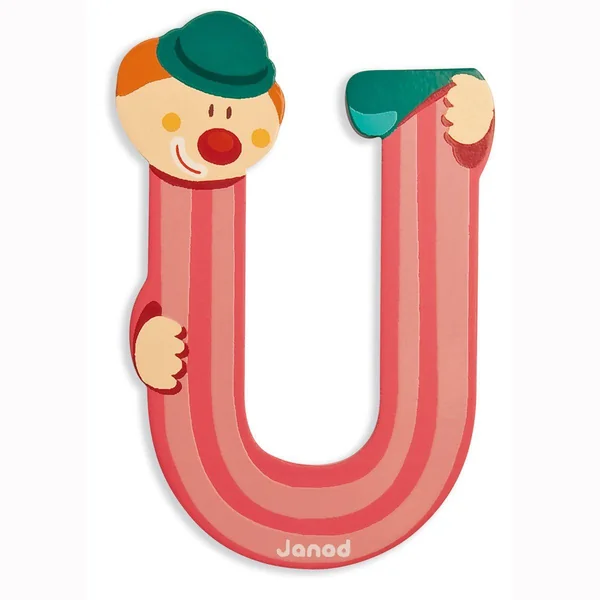 Lettre Clown U en bois