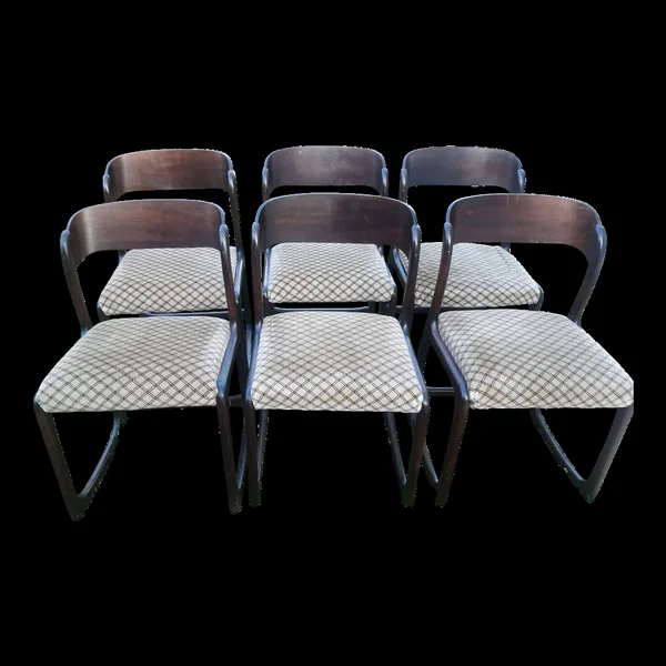 lot 6 chaises Baumann traineau