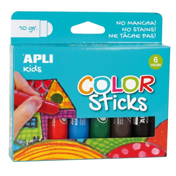 Lot de 6 Tubes de Gouache Solide APLI 10g - Couleurs Assorties