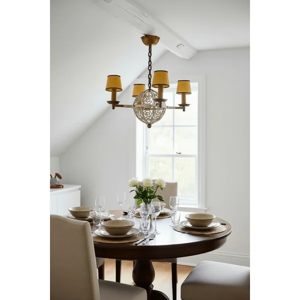 Lustre vintage en fer forgé à 4 branches