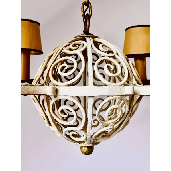 Lustre vintage en fer forgé à 4 branches