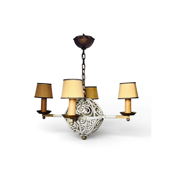Lustre vintage en fer forgé à 4 branches