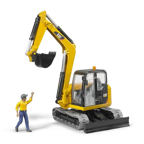Mini pelleteuse caterpillar et figurine