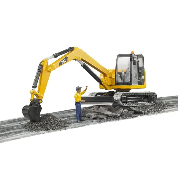 Mini pelleteuse caterpillar et figurine